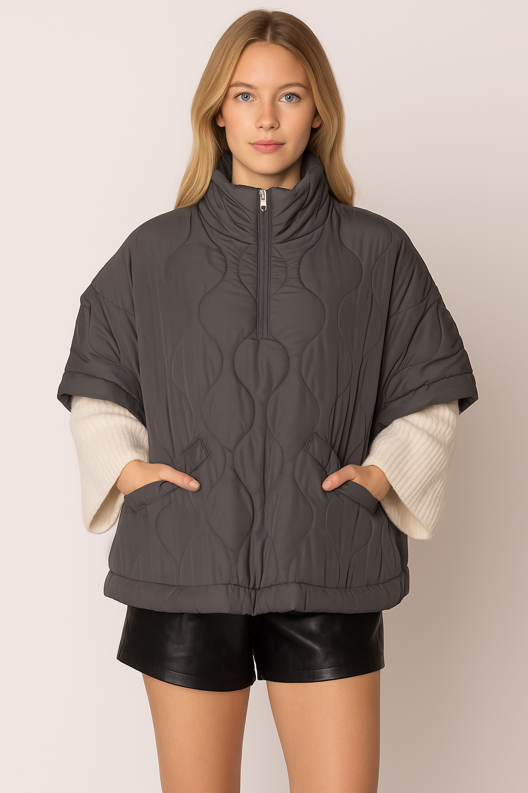 Quilted Puffer Poncho - Charming Charlie