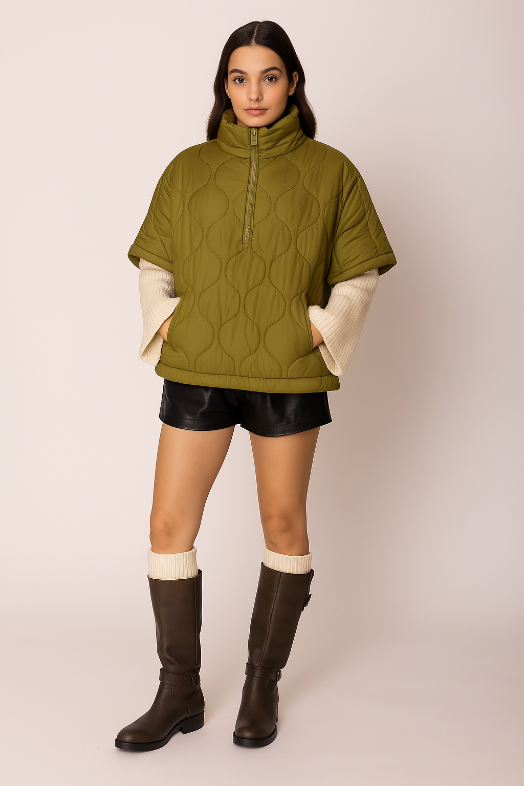 Quilted Puffer Poncho - Charming Charlie