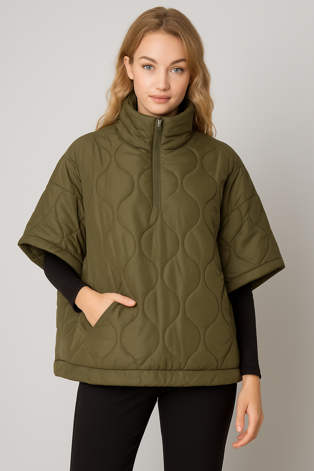 Quilted Puffer Poncho - Charming Charlie