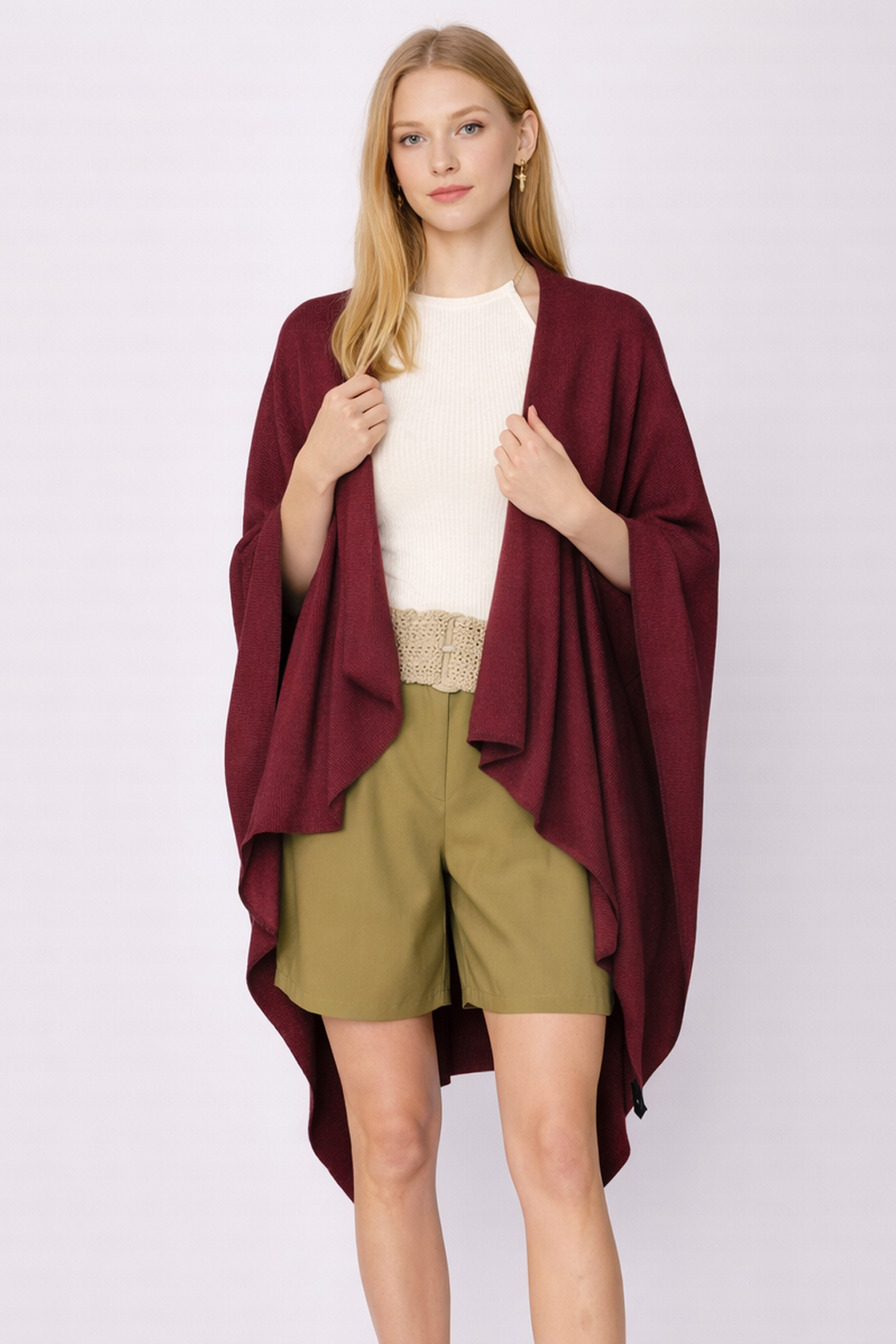 Solid Ruana With Shoulder Strap - Charming Charlie