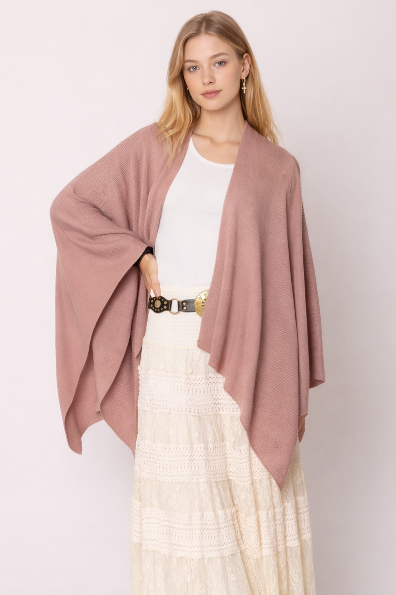 Solid Ruana With Shoulder Strap - Charming Charlie
