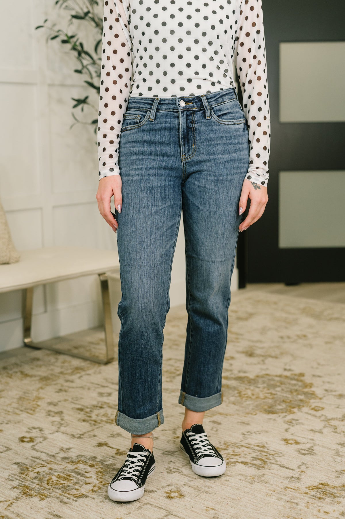 Zoey Mid Rise Billie Boyfriend Jean in Everyday Indigo - Charming Charlie