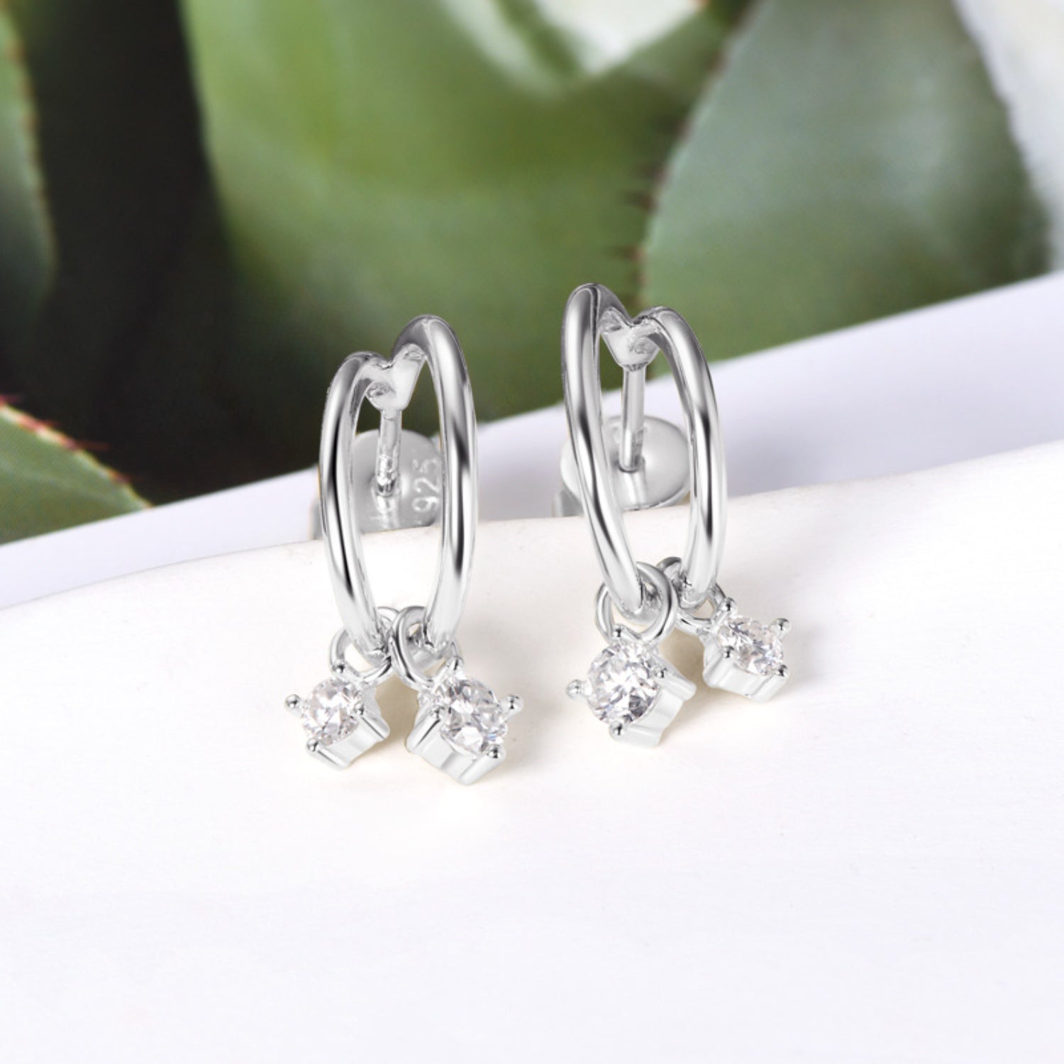 925 Sterling Silver Moissanite C-Hoop Earrings - Charming Charlie