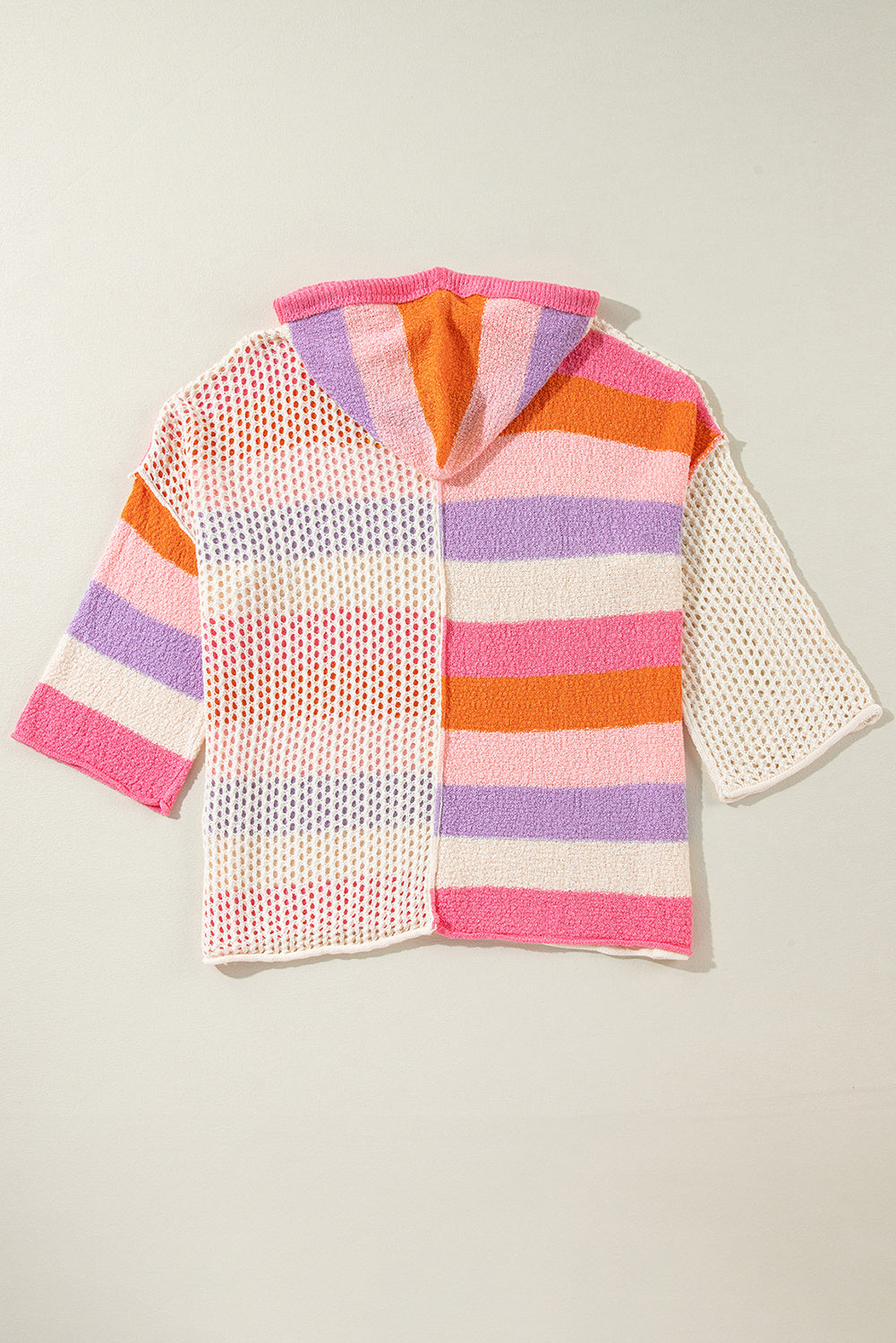 Openwork Color Block Hooded Sweater - Charming Charlie