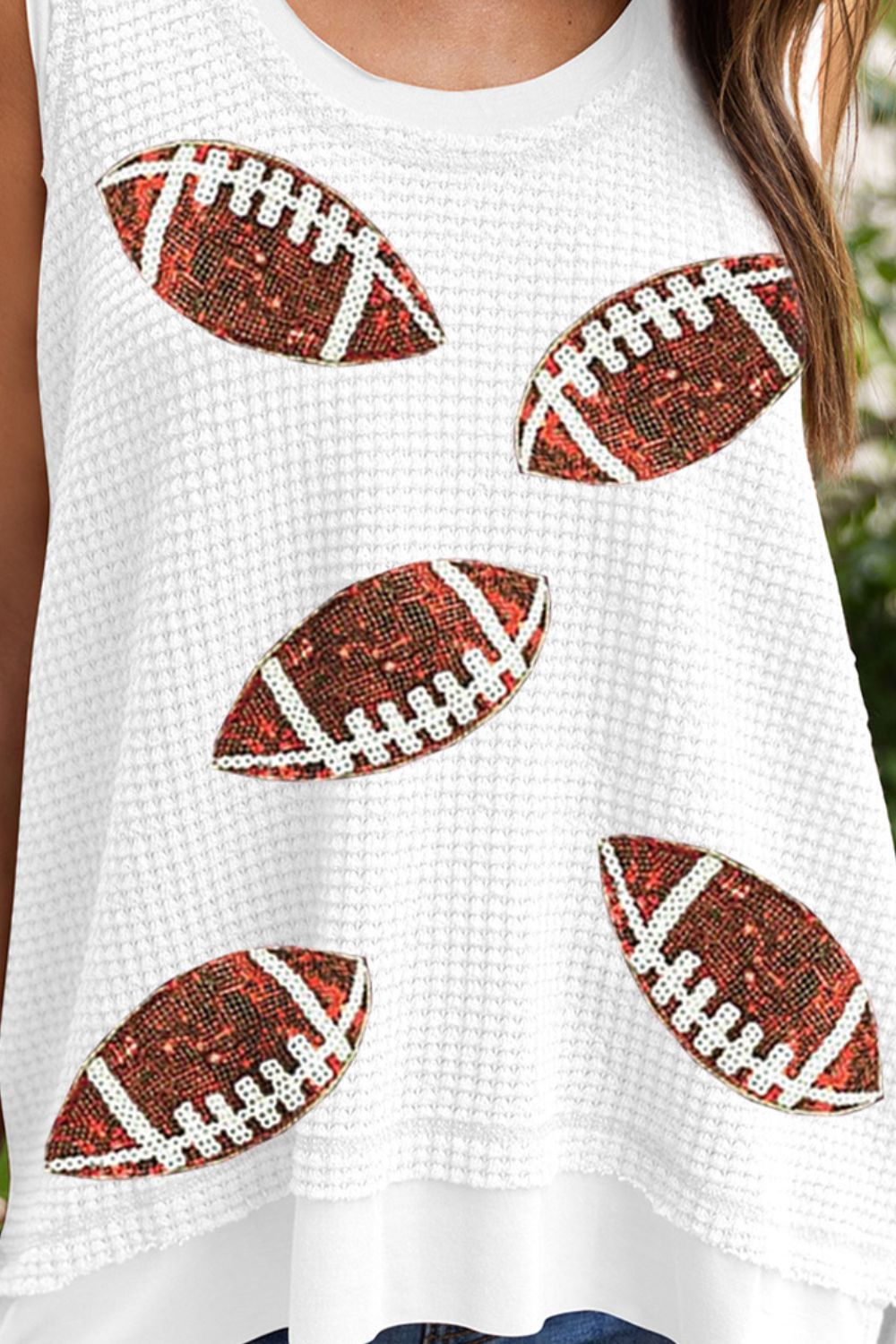 Sequin Football Round Neck Tank - Charming Charlie