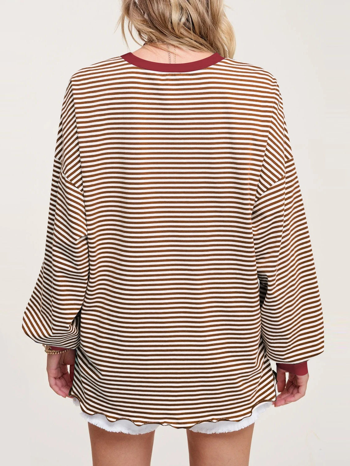 Contrast Striped Long Sleeve Sweatshirt - Charming Charlie