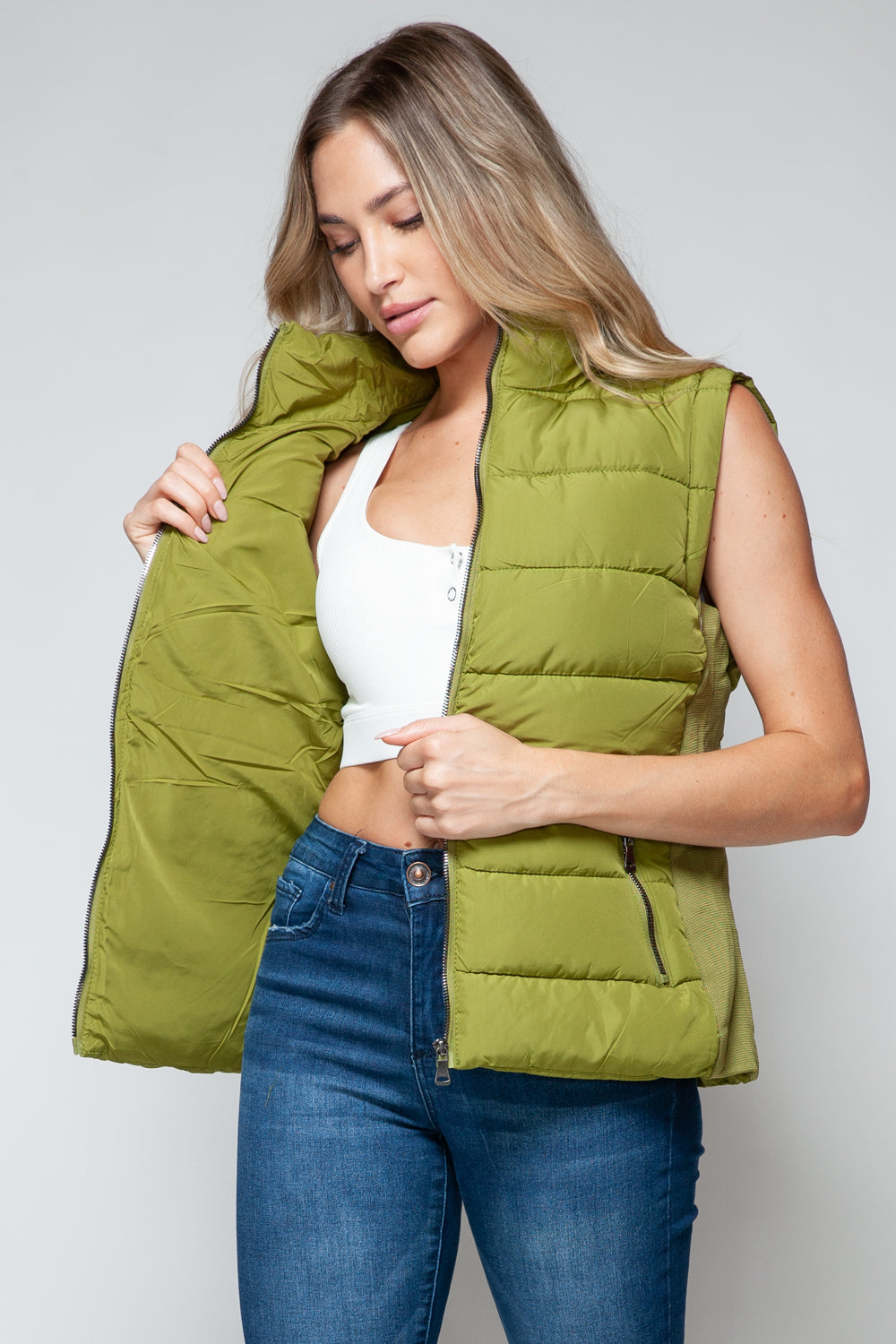 Snobbish Zip Up Turtleneck Vest with Pockets - Charming Charlie