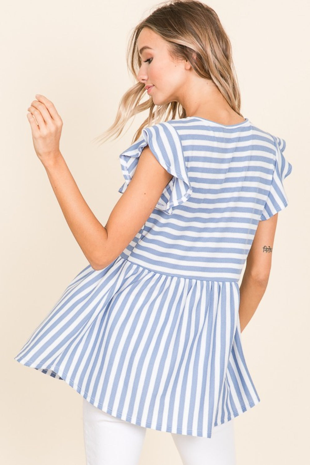 BOMBOM Striped Round Neck Blouse - Charming Charlie