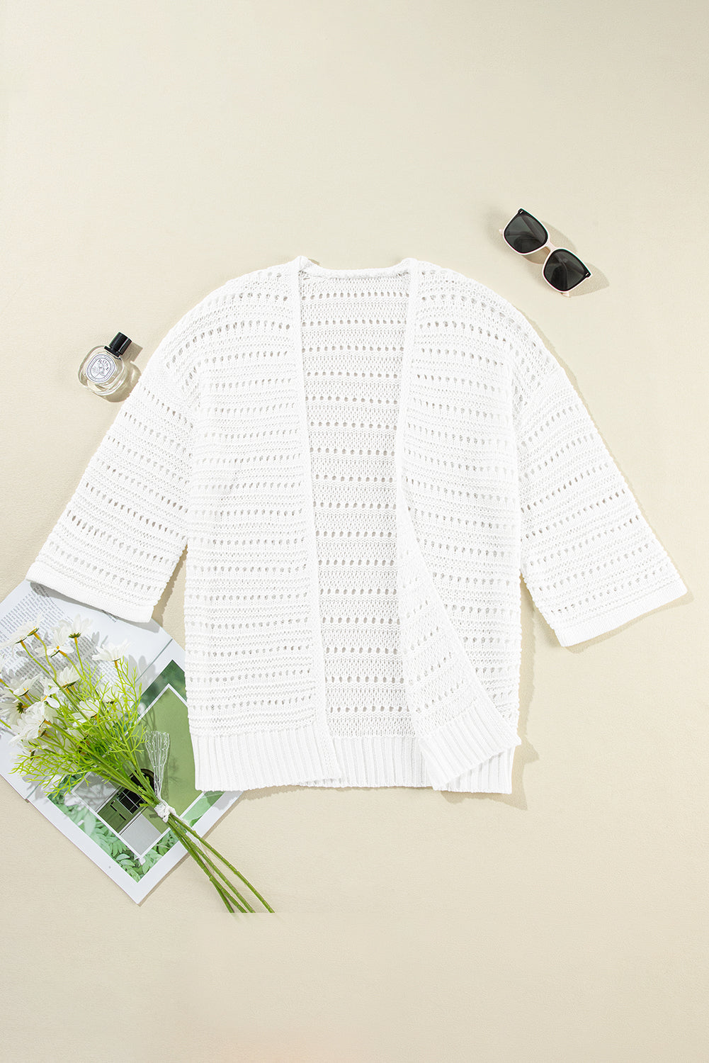 Openwork Open Front Long Sleeve Cardigan - Charming Charlie