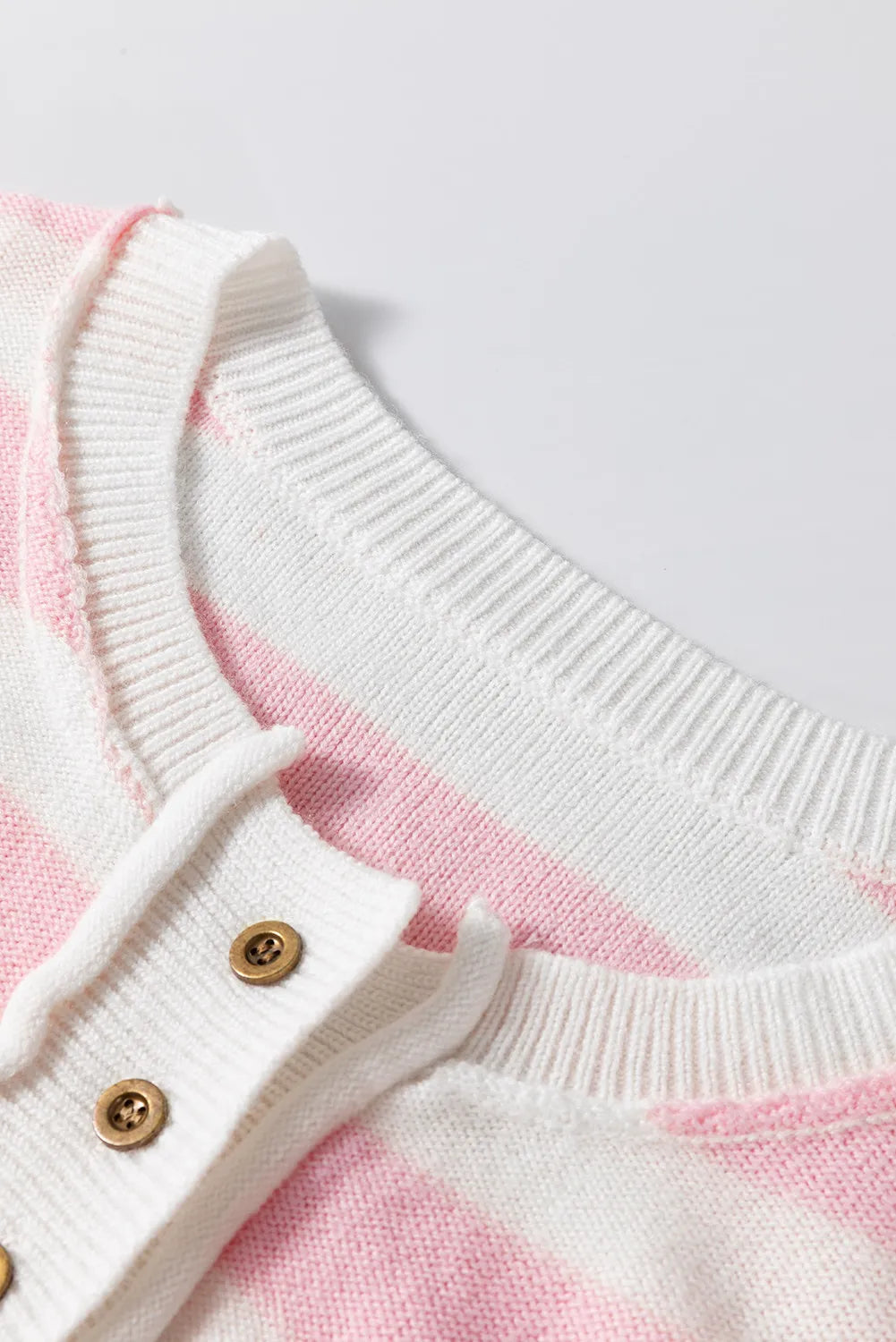 Exposed Seam Striped Round Neck Long Sleeve Sweater - Charming Charlie