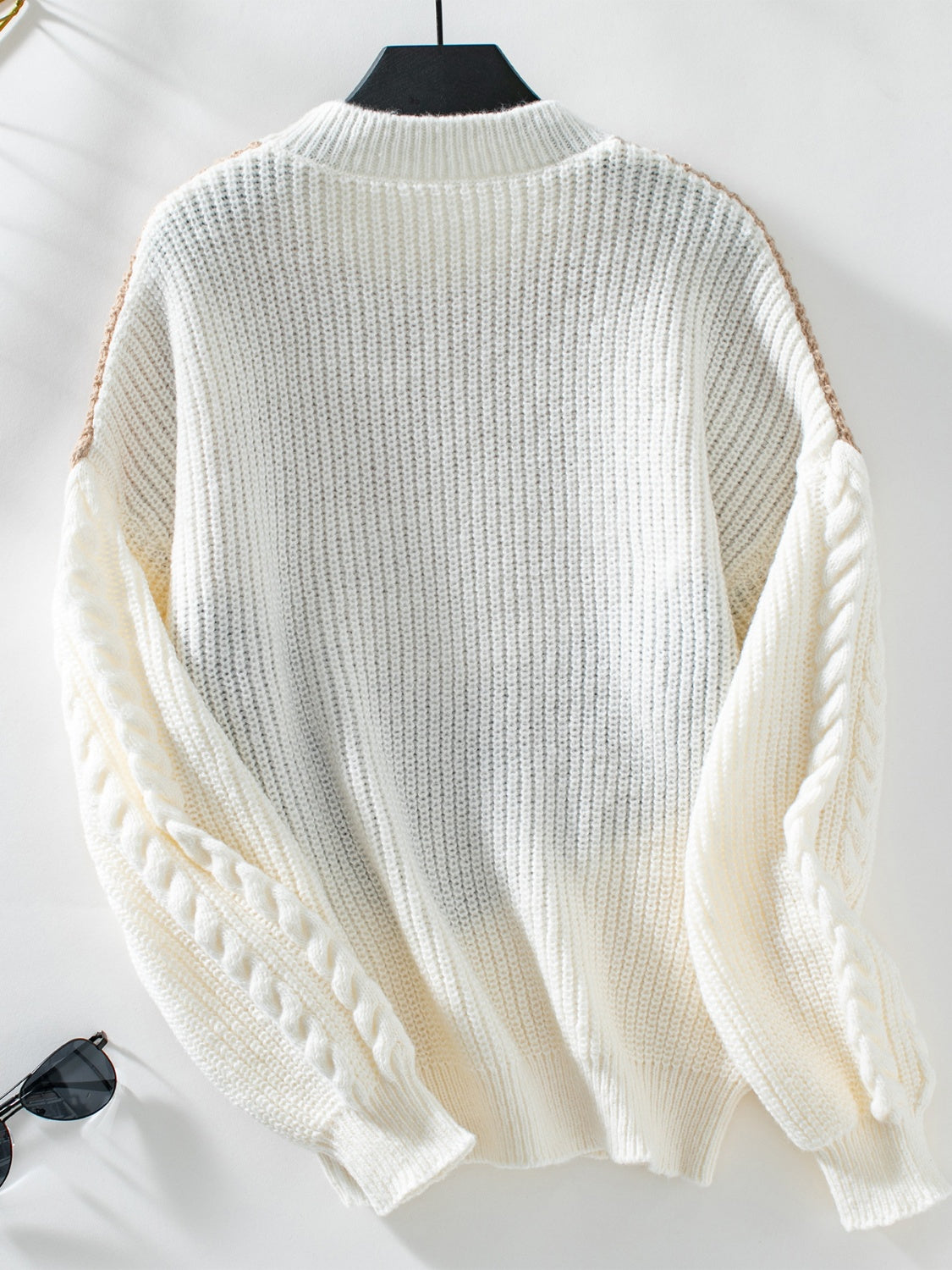 Contrast Round Neck Long Sleeve Sweater - Charming Charlie