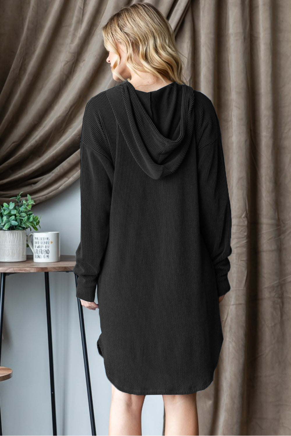 Heimish Ribbed Long Sleeve Hooded Dress - Charming Charlie