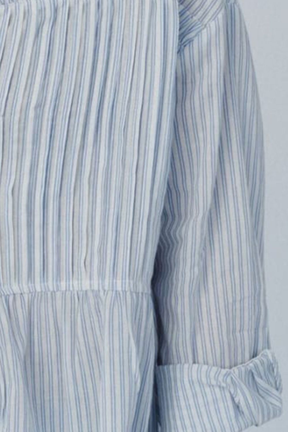 Frill Striped Collared Neck Long Sleeve Shirt - Charming Charlie