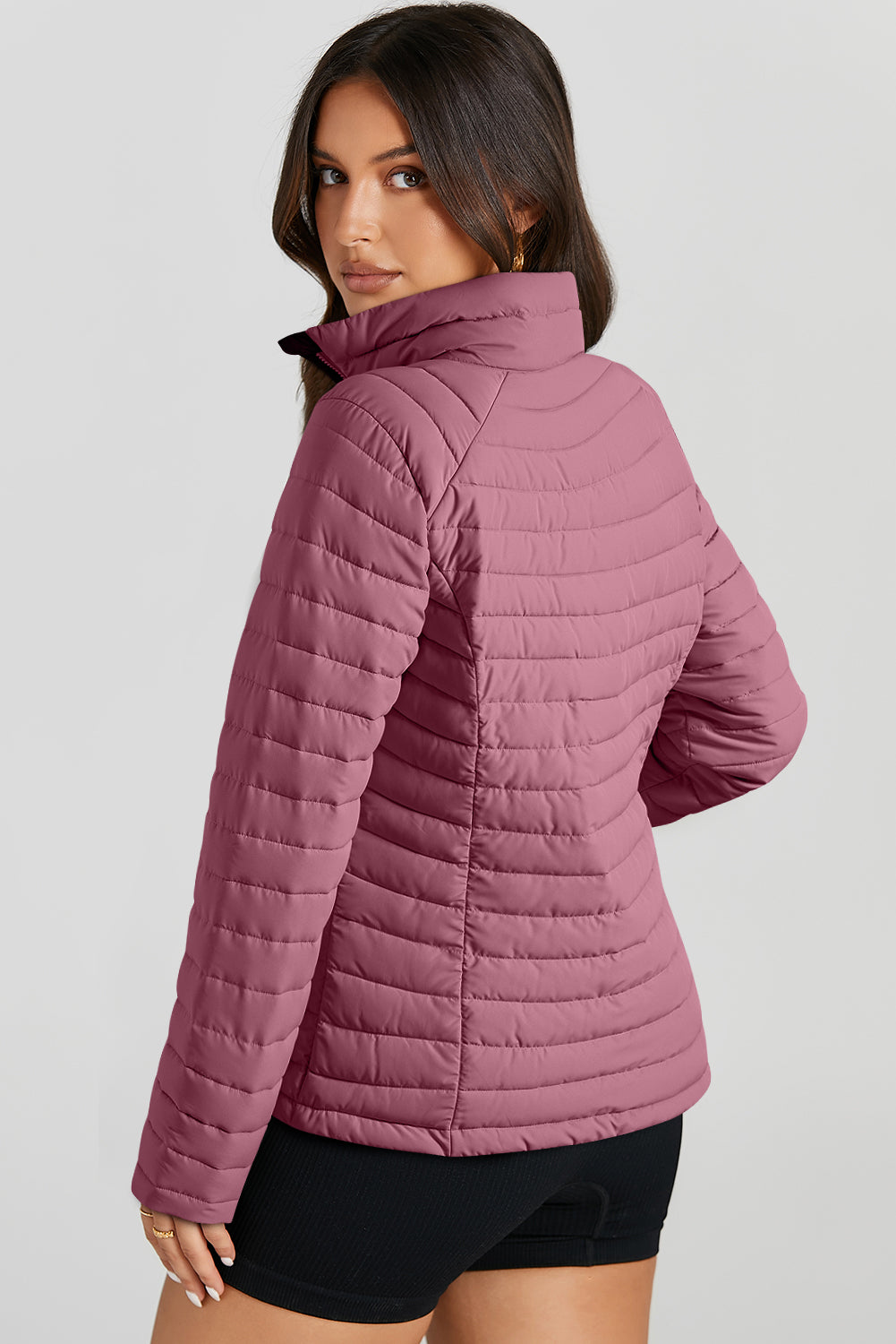 Turtleneck Zip Up Long Sleeve Jacket - Charming Charlie