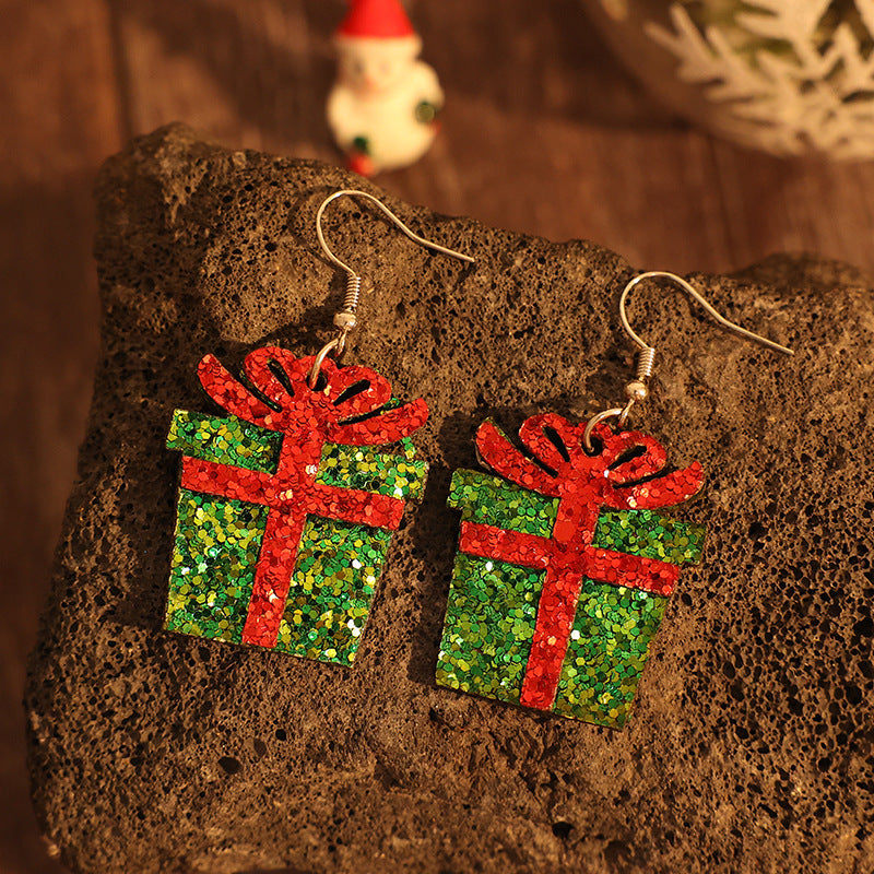 Sequin Gift Box PU Leather Earrings - Charming Charlie