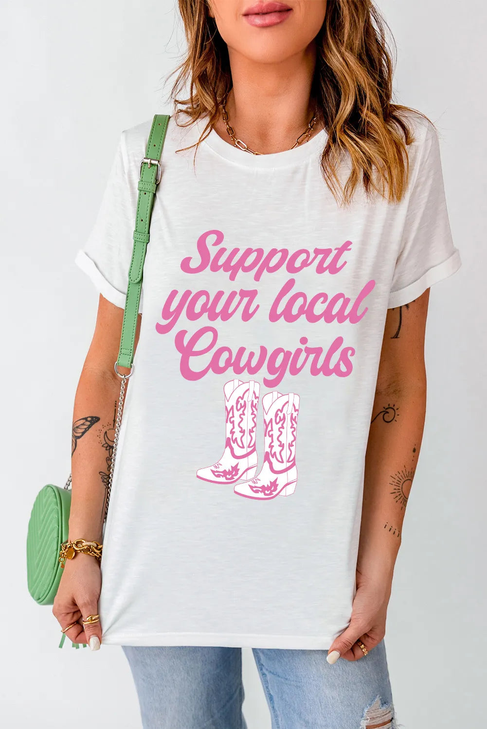 Letter Graphic Round Neck Short Sleeve T-Shirt - Charming Charlie