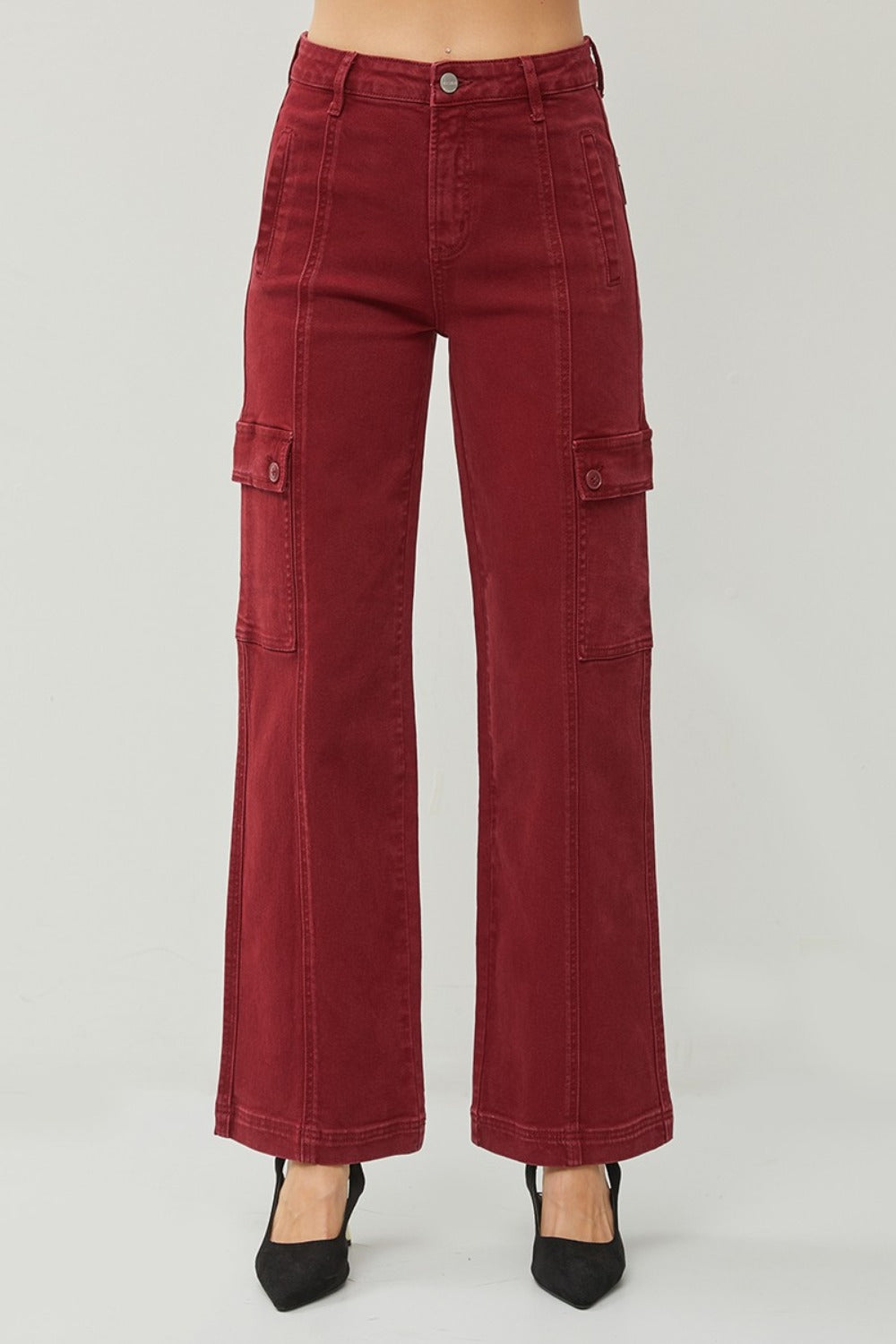 RISEN Full Size High Rise Wide Leg Cargo Jeans - Charming Charlie