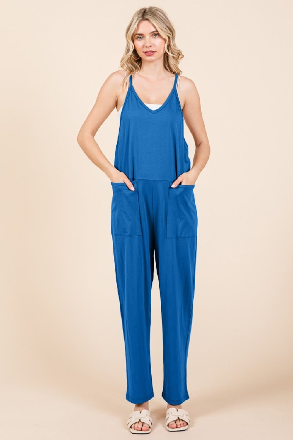 Culture Code Full Size Sleeveless Jumpsuit with Pockets - Charming Charlie
