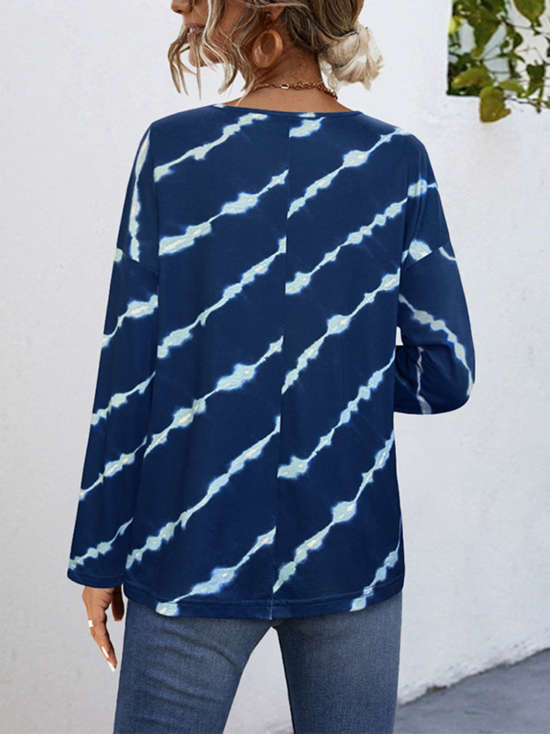Striped Round Neck Long Sleeve T-Shirt - Charming Charlie