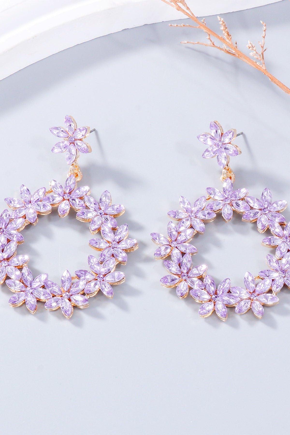 Rhinestone Flower Dangle Earrings - Charming Charlie