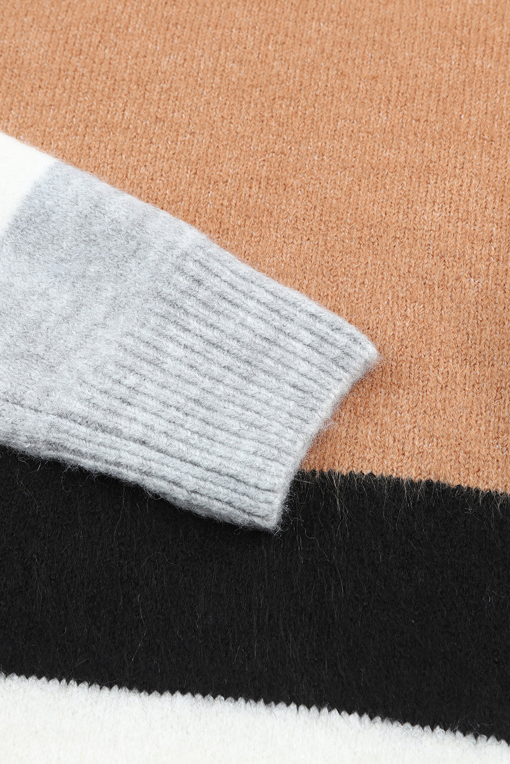 Color Block Round Neck Dropped Shoulder Sweater - Charming Charlie