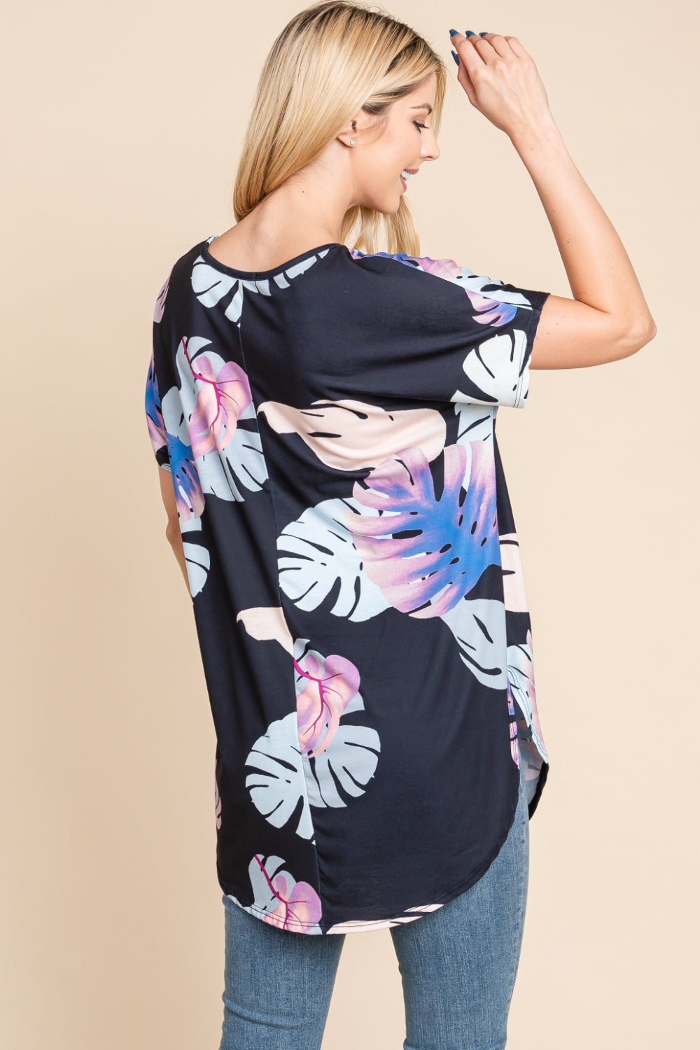 BOMBOM Printed Round Neck Short Sleeve T-Shirt - Charming Charlie