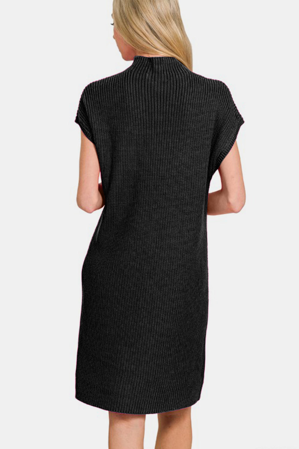 Zenana Mock Neck Short Sleeve Sweater Dress - Charming Charlie