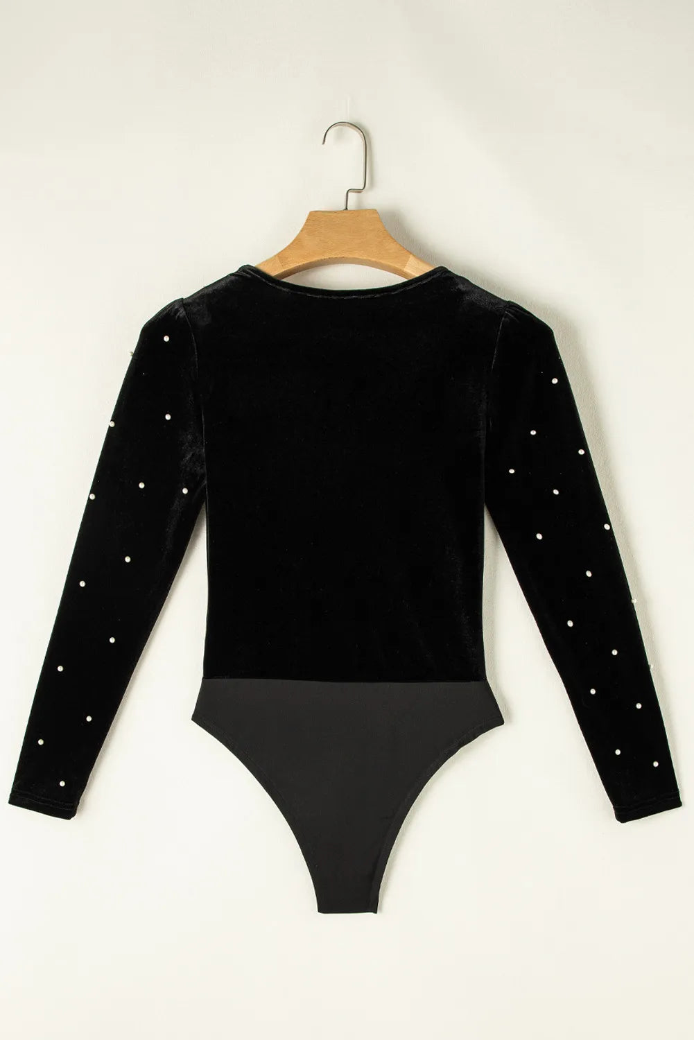 Pearl Detail V-Neck Long Sleeve Bodysuit - Charming Charlie