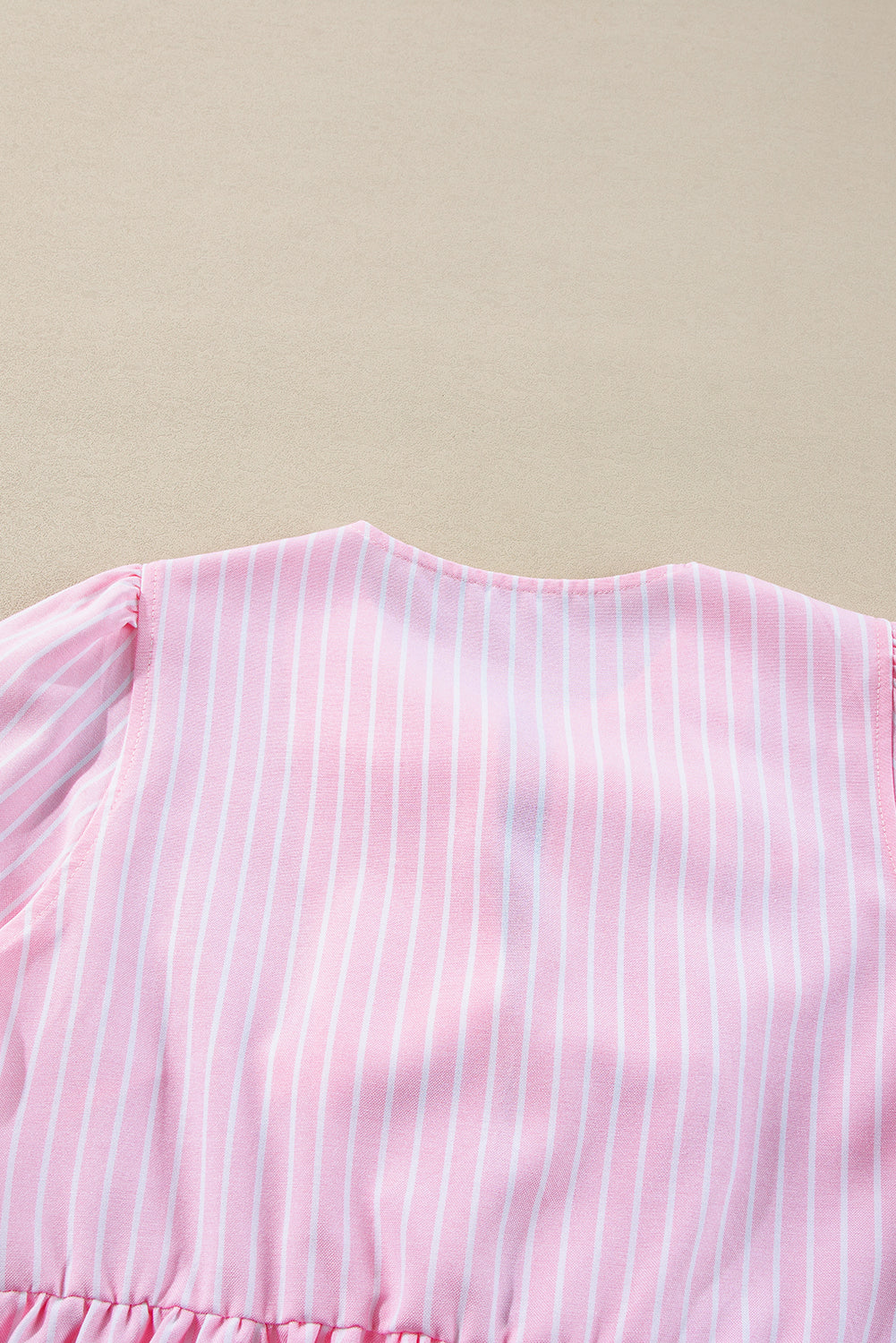 Tied Bow Striped Round Neck Blouse - Charming Charlie