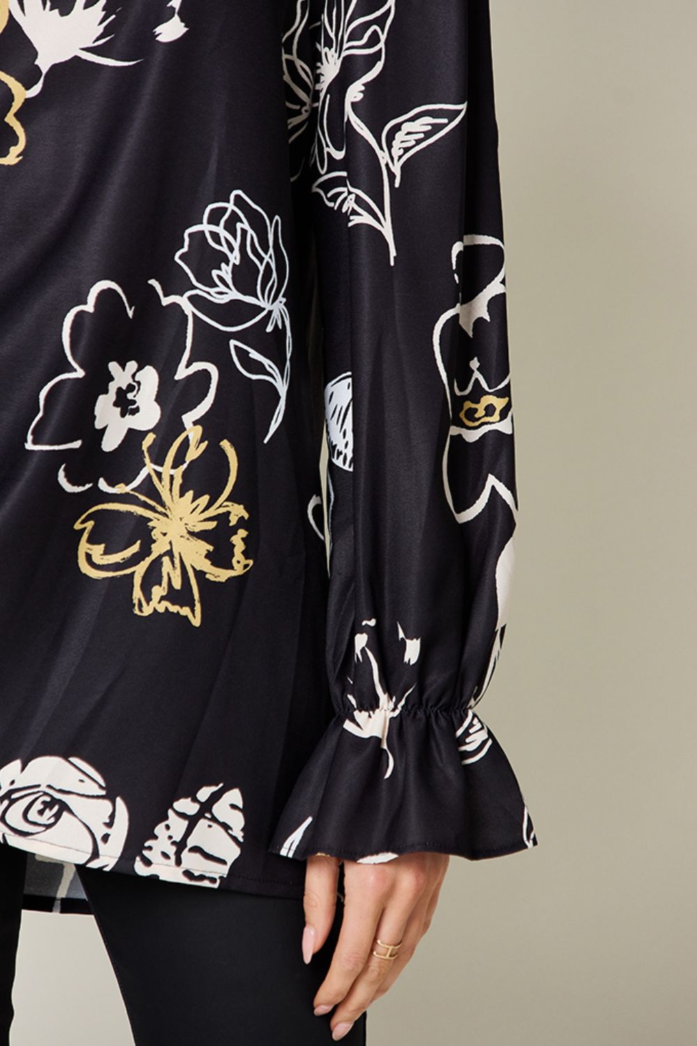 Double Take Full Size Printed Flounce Sleeve Blouse - Charming Charlie
