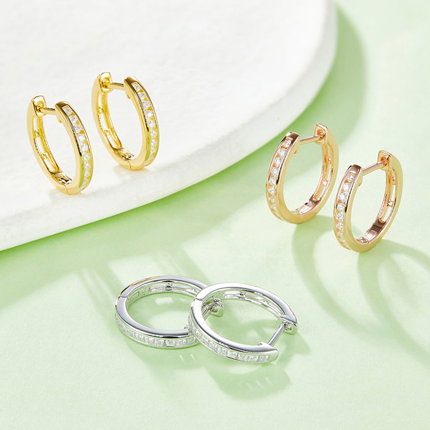 Moissanite 925 Sterling Silver Huggie Earrings - Charming Charlie