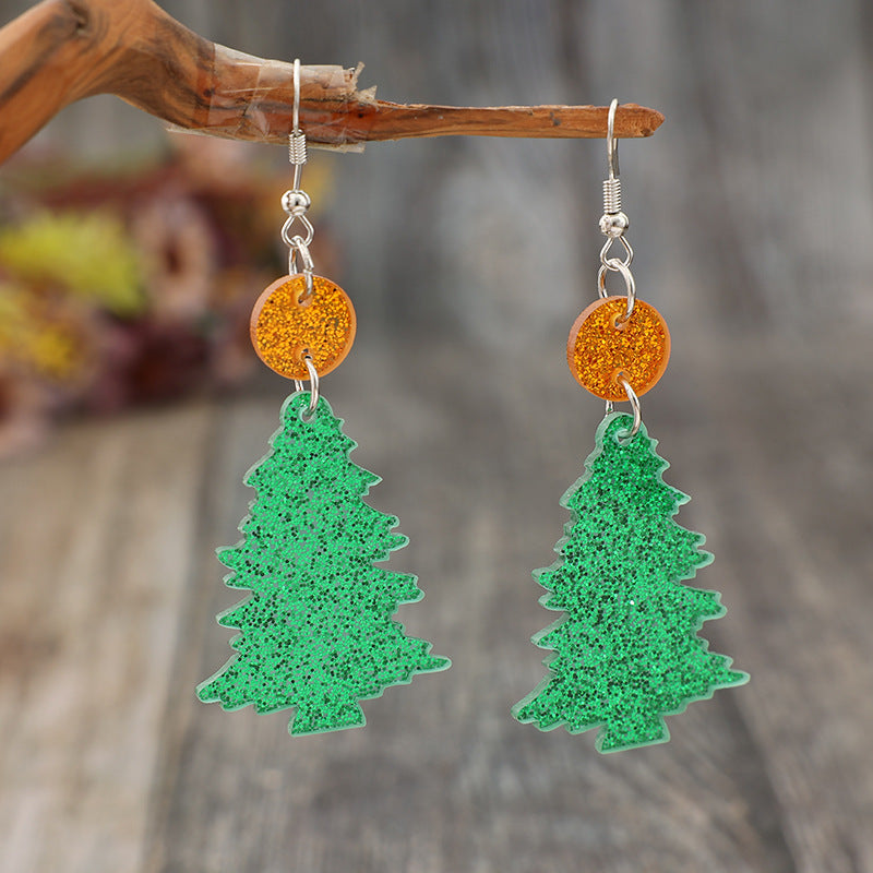 Glitter Acrylic Tree Shape Earrings - Charming Charlie