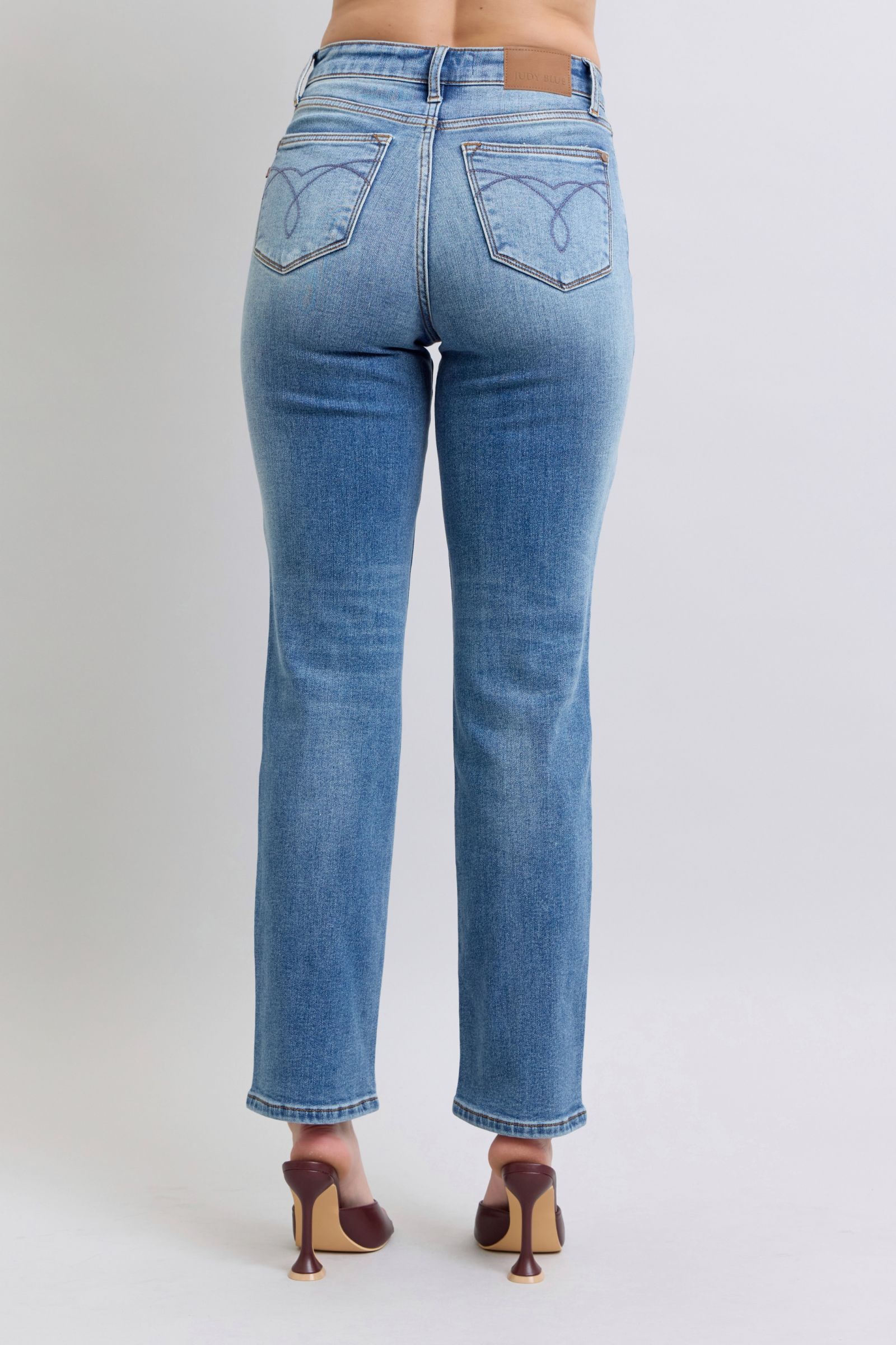 Judy Blue Full Size Wash Thermal Straight Jeans with Pockets - Charming Charlie