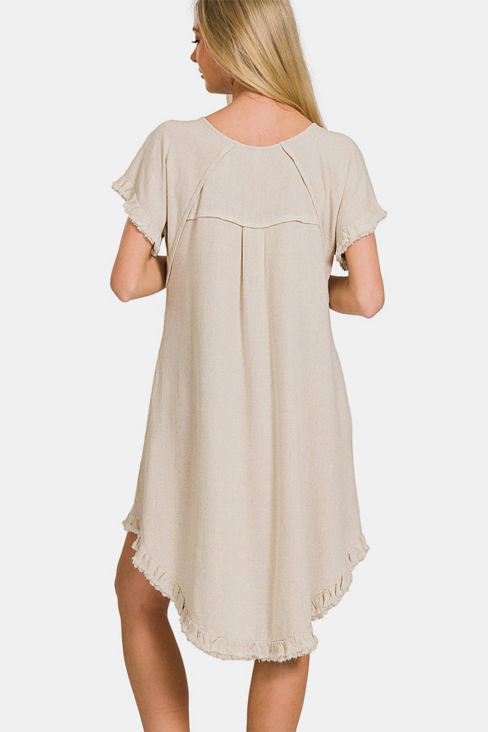 Zenana Fringe Edge High Low Flowy Dress with Pockets - Charming Charlie