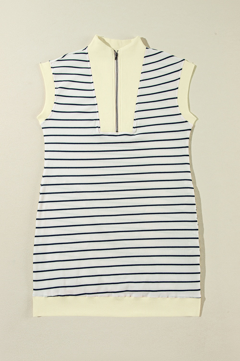 Slit Striped Collared Neck Cap Sleeve Mini Dress - Charming Charlie