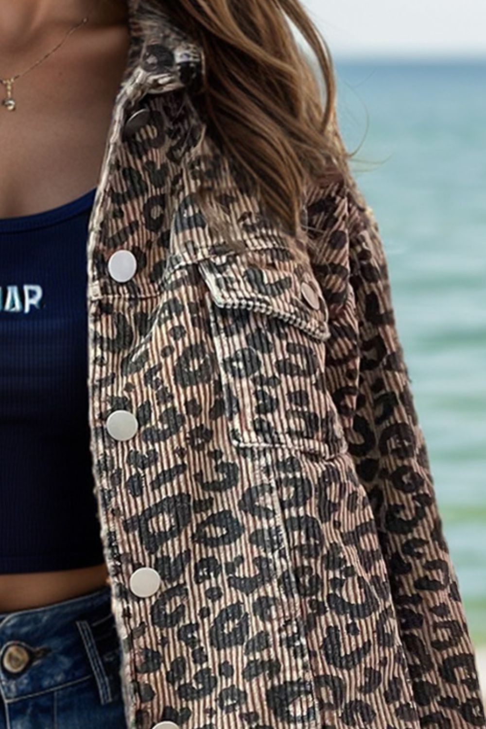 Leopard Button Down Long Sleeve Jacket - Charming Charlie