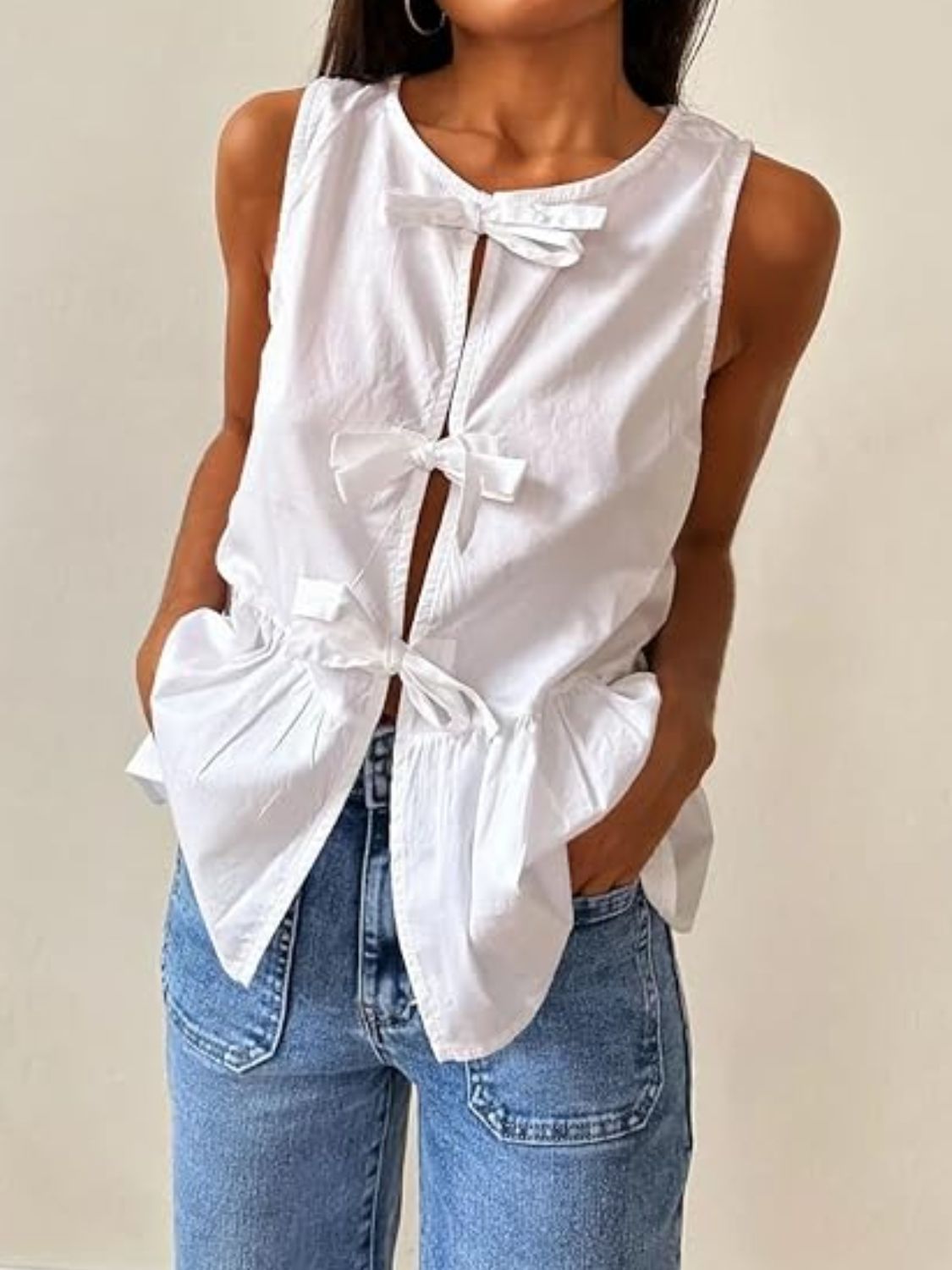 Tied Striped Round Neck Tank - Charming Charlie