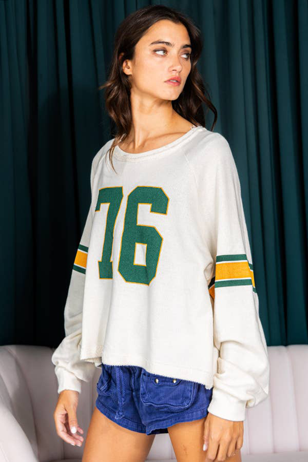 Number 76 Round Neck Long Sleeve Top - Charming Charlie