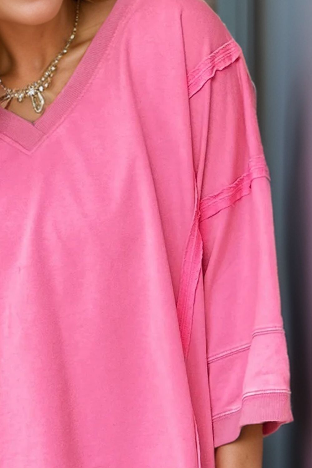 Exposed Seam V-Neck Blouse - Charming Charlie