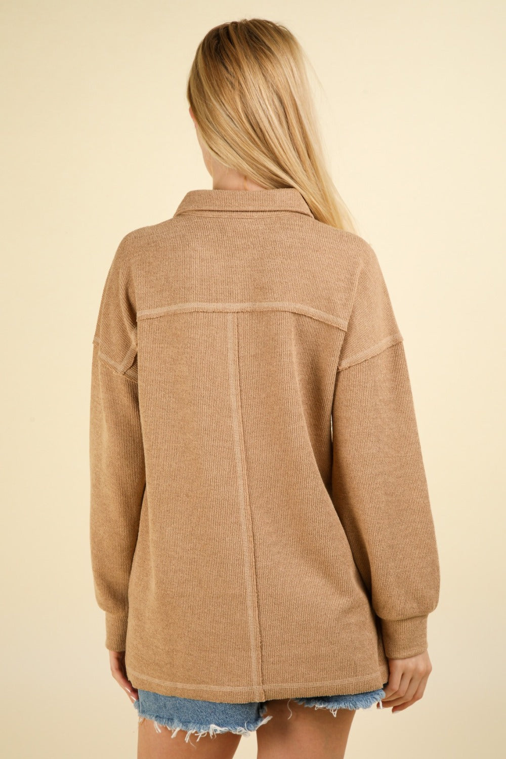 VERY J Collared Half Button Knit Top with Pockets - Charming Charlie