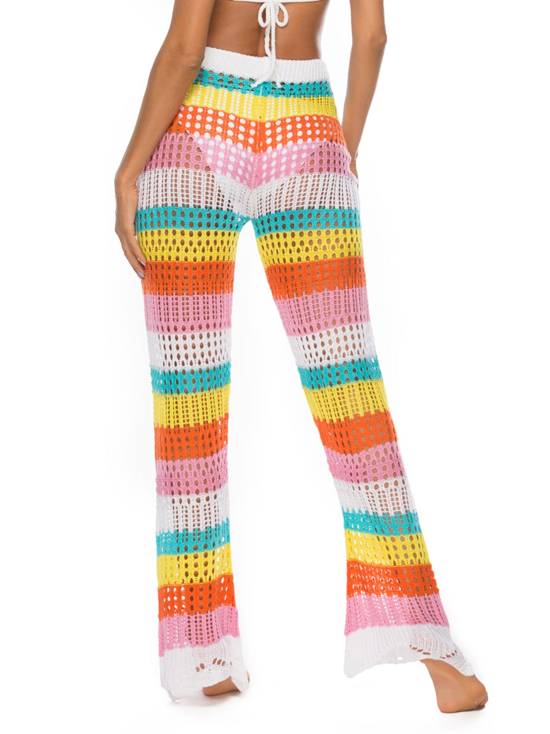 Cutout Contrast High Waist Swim Pants - Charming Charlie
