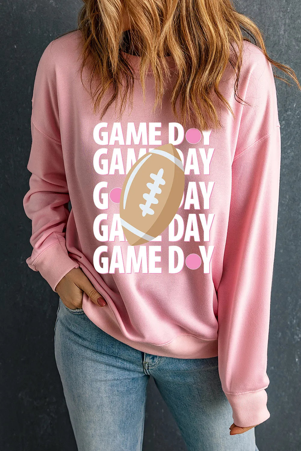 GAME DAY Round Neck Long Sleeve Sweatshirt - Charming Charlie
