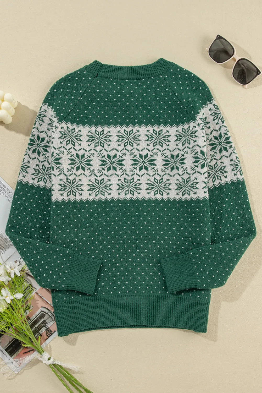 Graphic Round Neck Long Sleeve Sweater - Charming Charlie