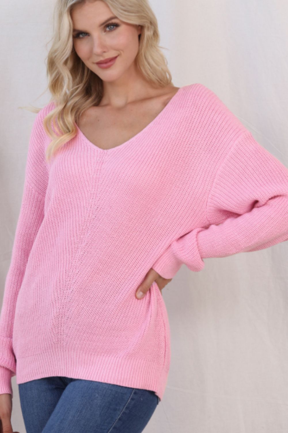 V-Neck Drop Shoulder Sweater - Charming Charlie