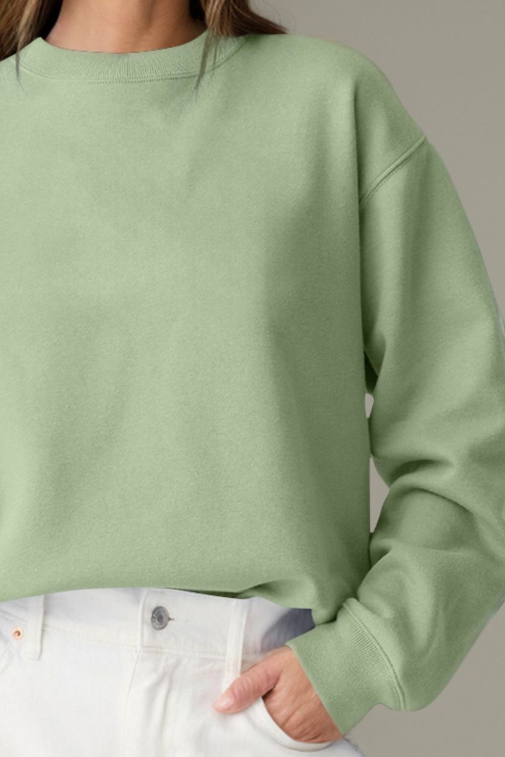 Round Neck Long Sleeve Sweatshirt - Charming Charlie