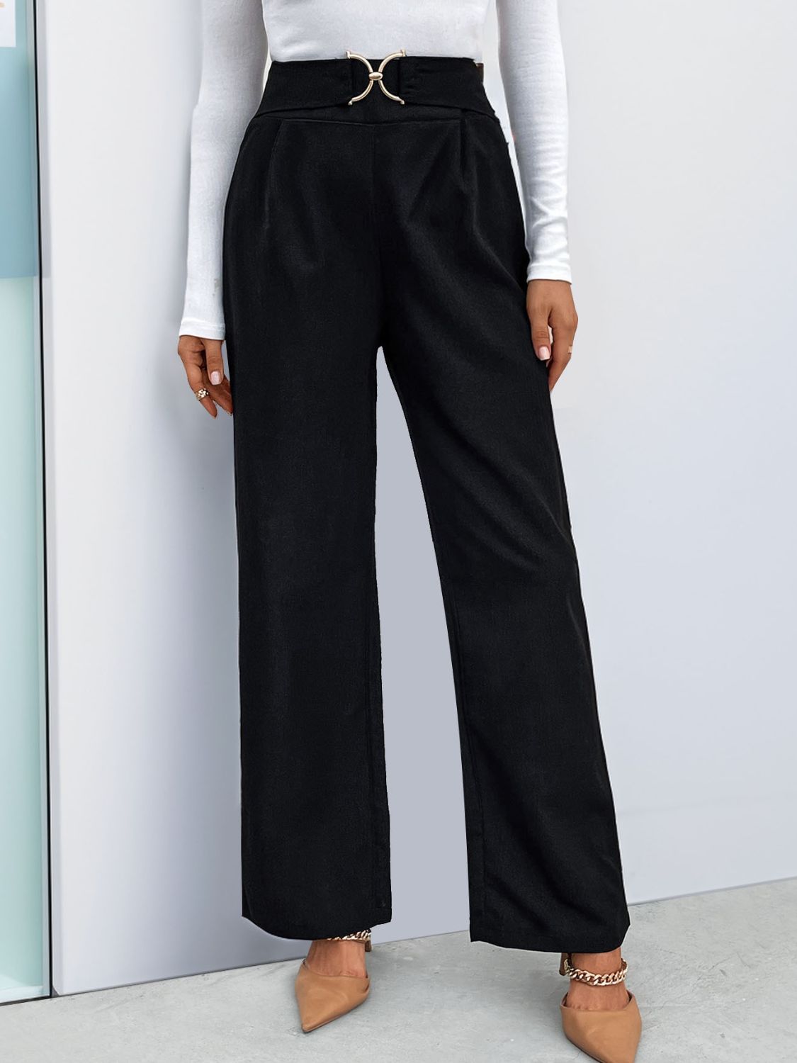 High Waist Straight Leg Pants - Charming Charlie