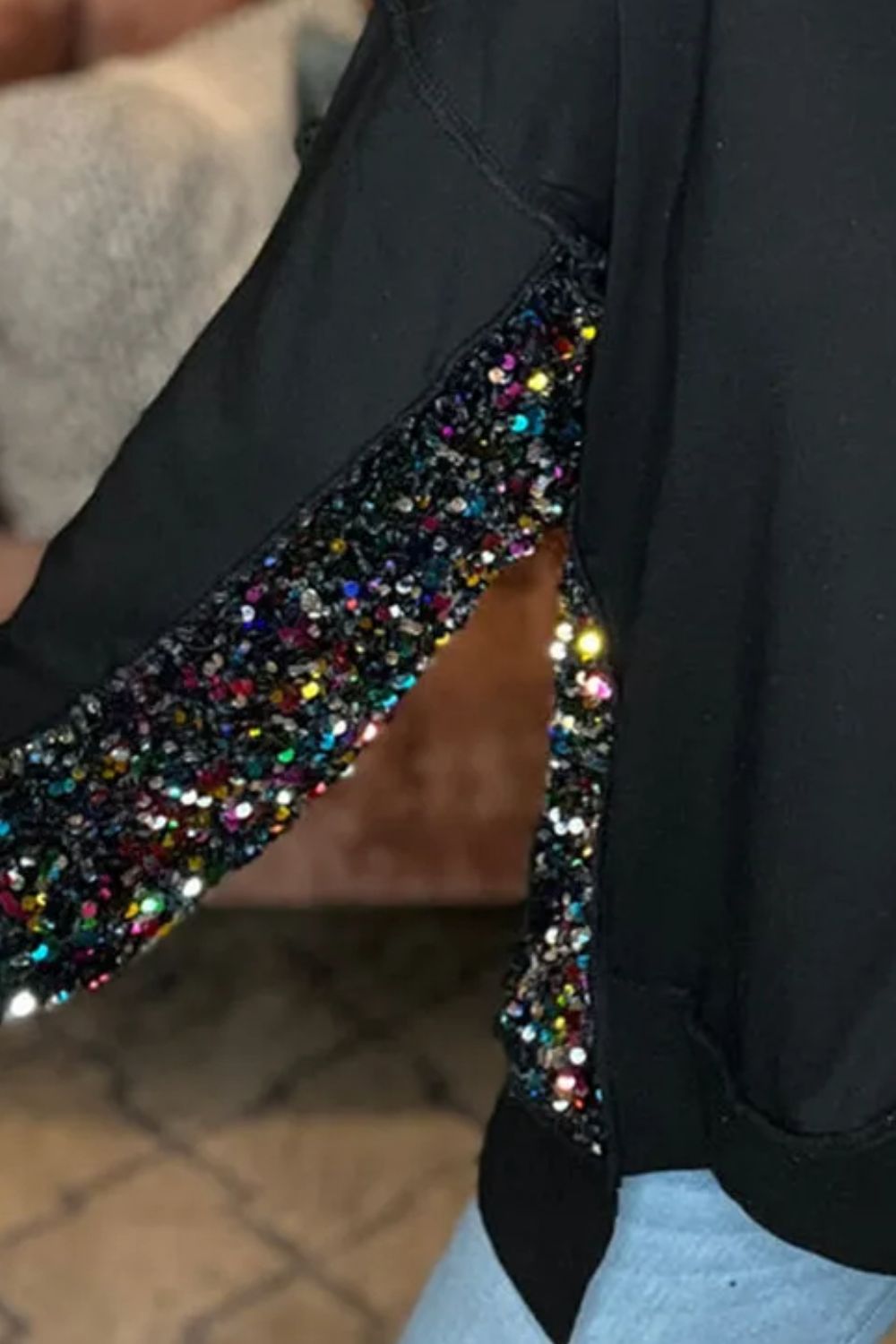 Sequin Half Button Long Sleeve Sweatshirt - Charming Charlie