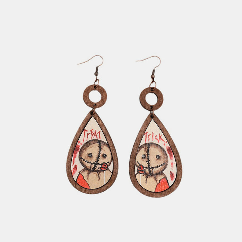 Wooden Teardrop Shape Earrings - Charming Charlie