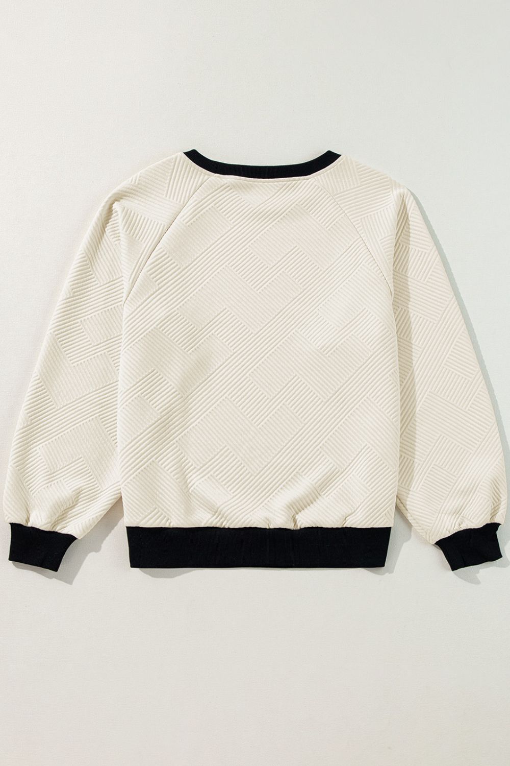 Texture Contrast Long Sleeve Sweatshirt - Charming Charlie