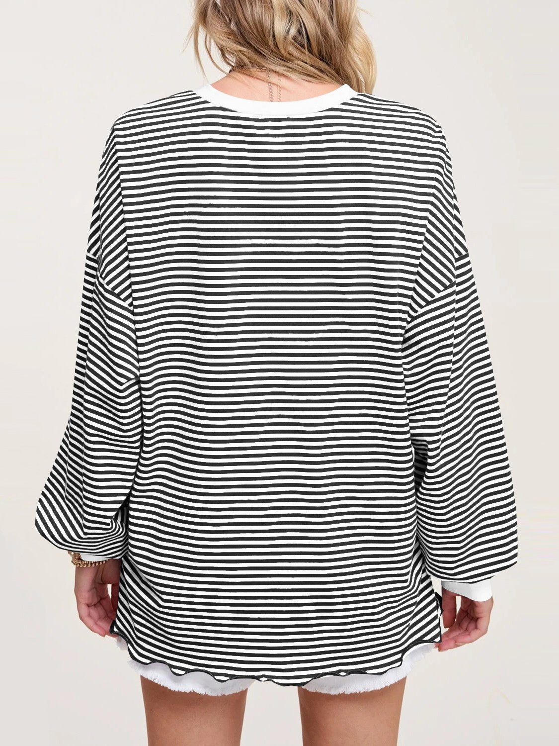 Contrast Striped Long Sleeve Sweatshirt - Charming Charlie